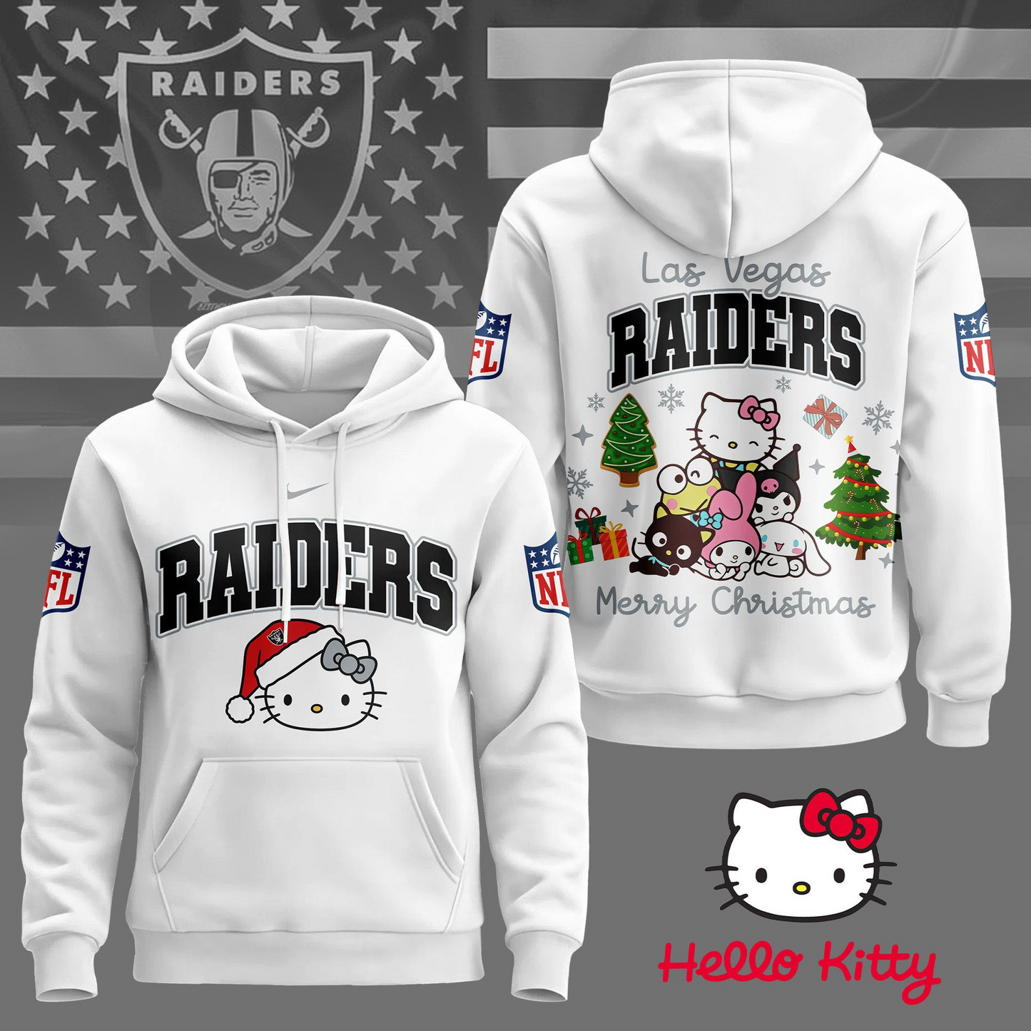 LVR Premium NFL Hello Kitty Christmas 3D Hoodie DDT CTND
