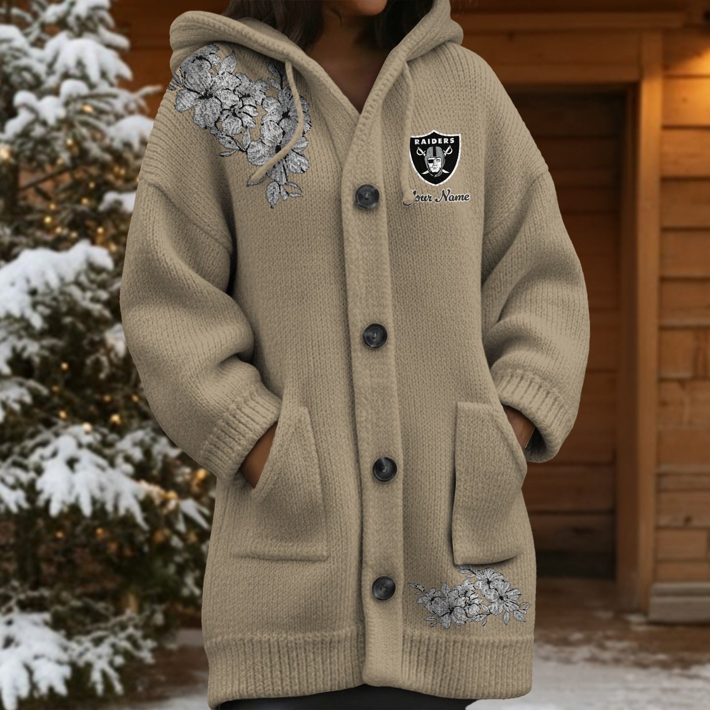 LVR x NFL Women's Casual Knitted Hooded Cardigan DATND TANTD 211125
