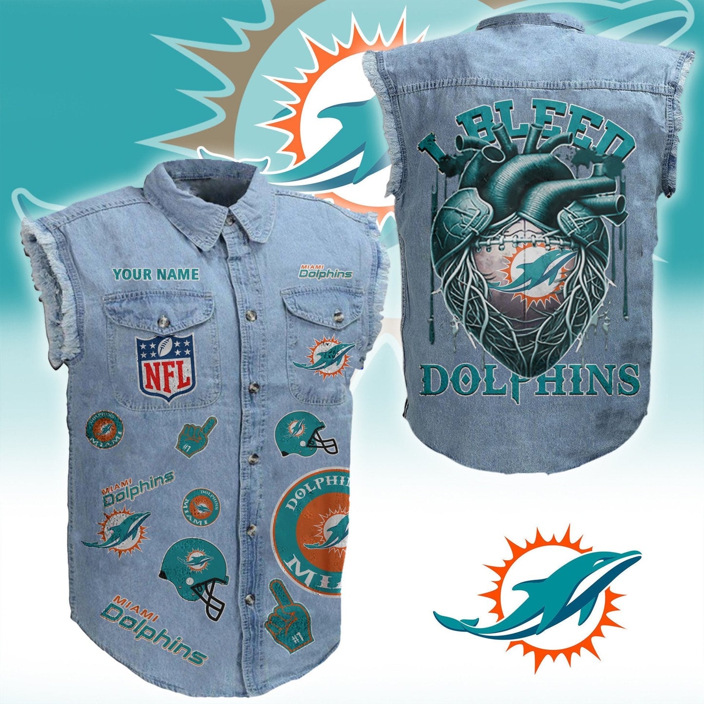 MD NFL Personalize Sleeveless Denim Jacket For Fan DDT CTND