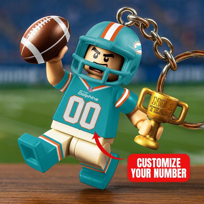 MD Premium NFL Lego No. 1 Team Personalized Key Chain DDT NTL