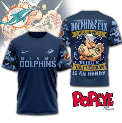 MD Premium NFL Navy Veteran Popeye 3D Shirt DDT CTND
