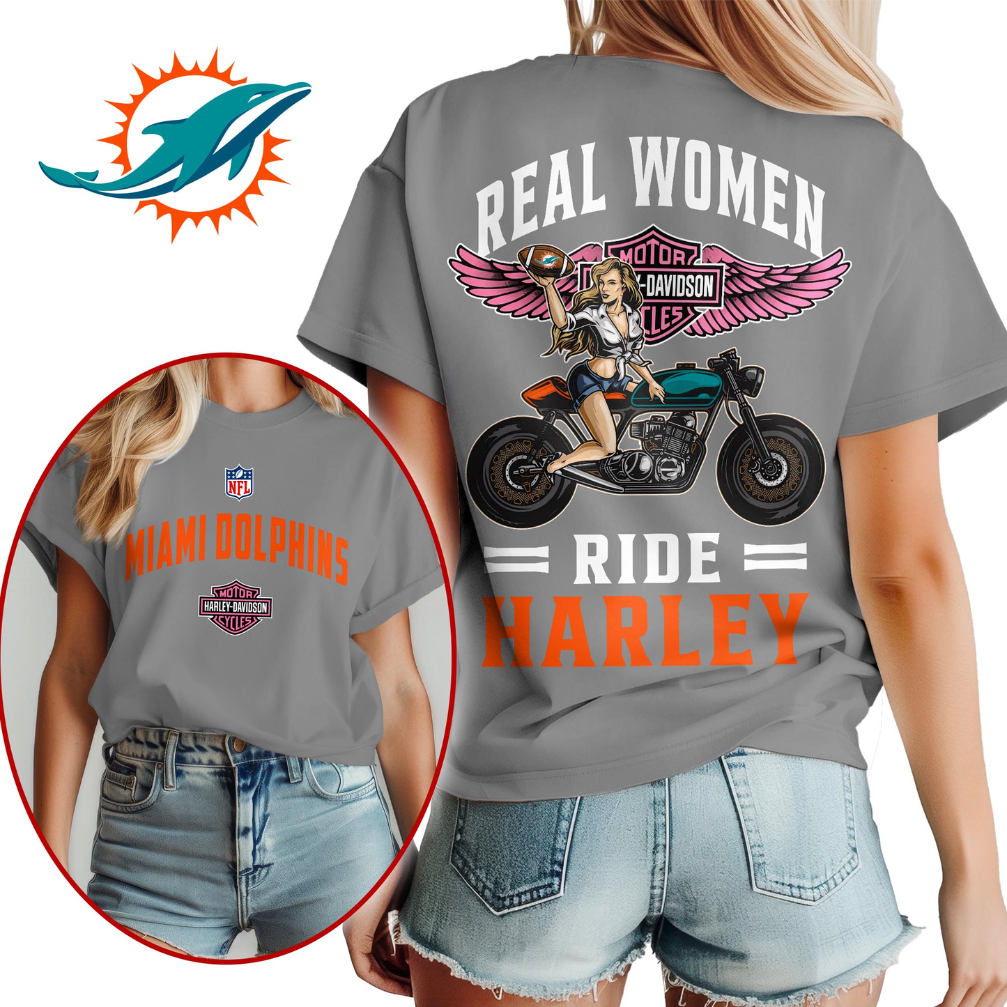 MD Premium NFL Real Women Ride Harley 3D Shirt DDT CTND