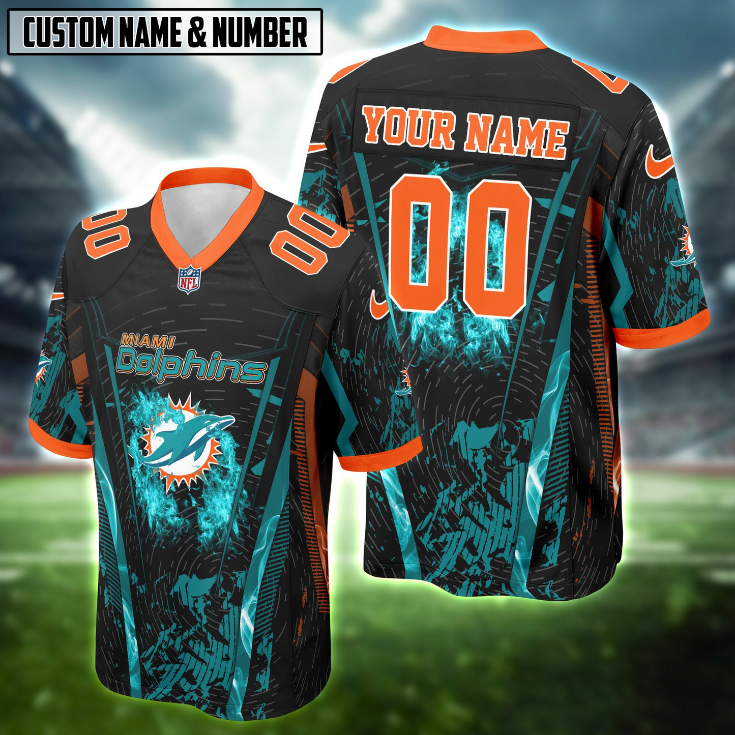 NFL Fire Abstract Grunge Texture Football Jersey DDT CTND