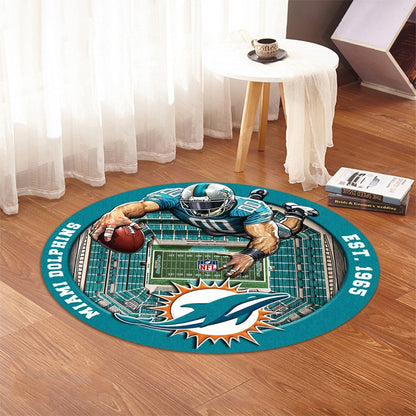 MIA x NFL Luxury 3D Round Rug DatND DVT