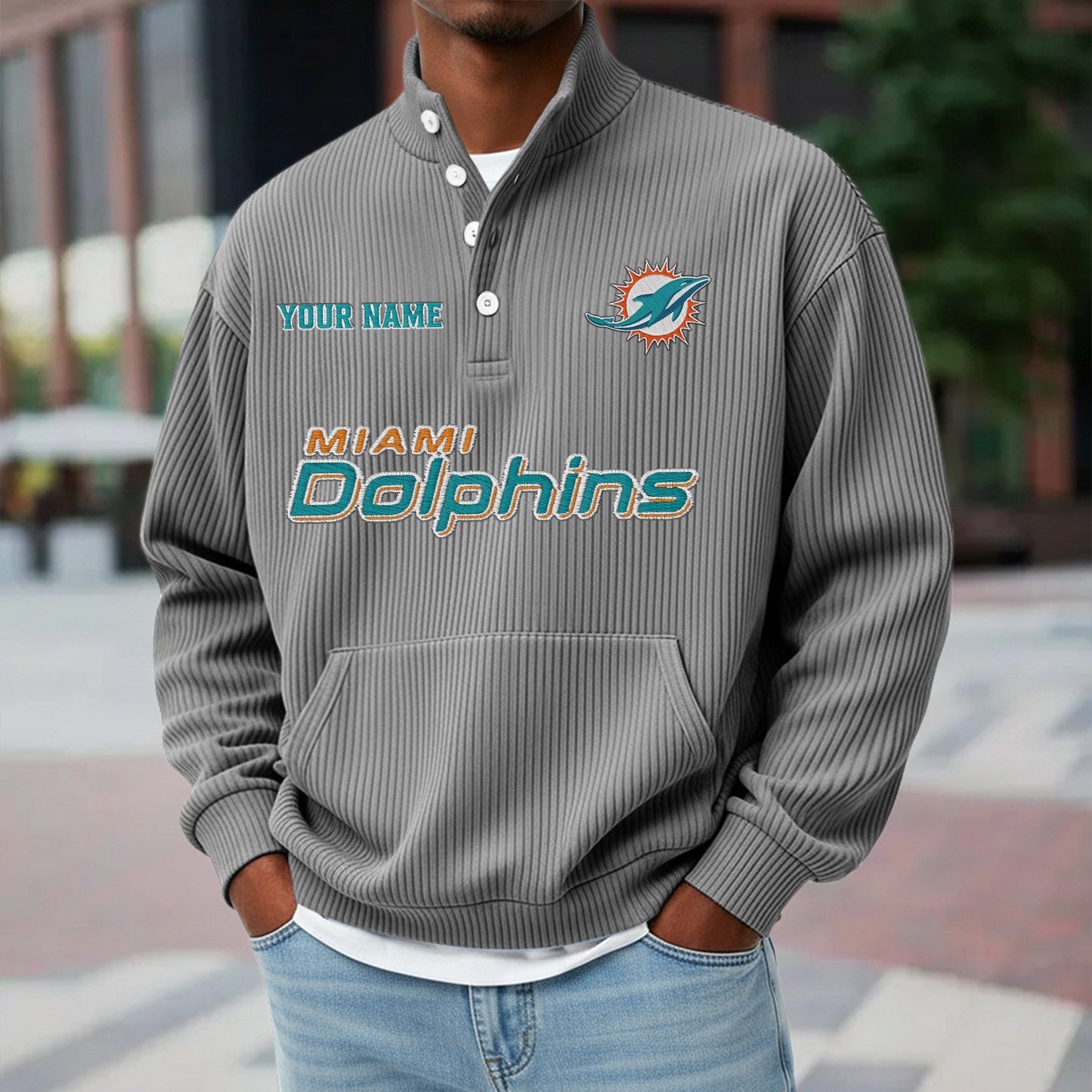 MIA x NFL Waffle High Neck Long Sleeved Sweatshirt DATND TANTD 221125