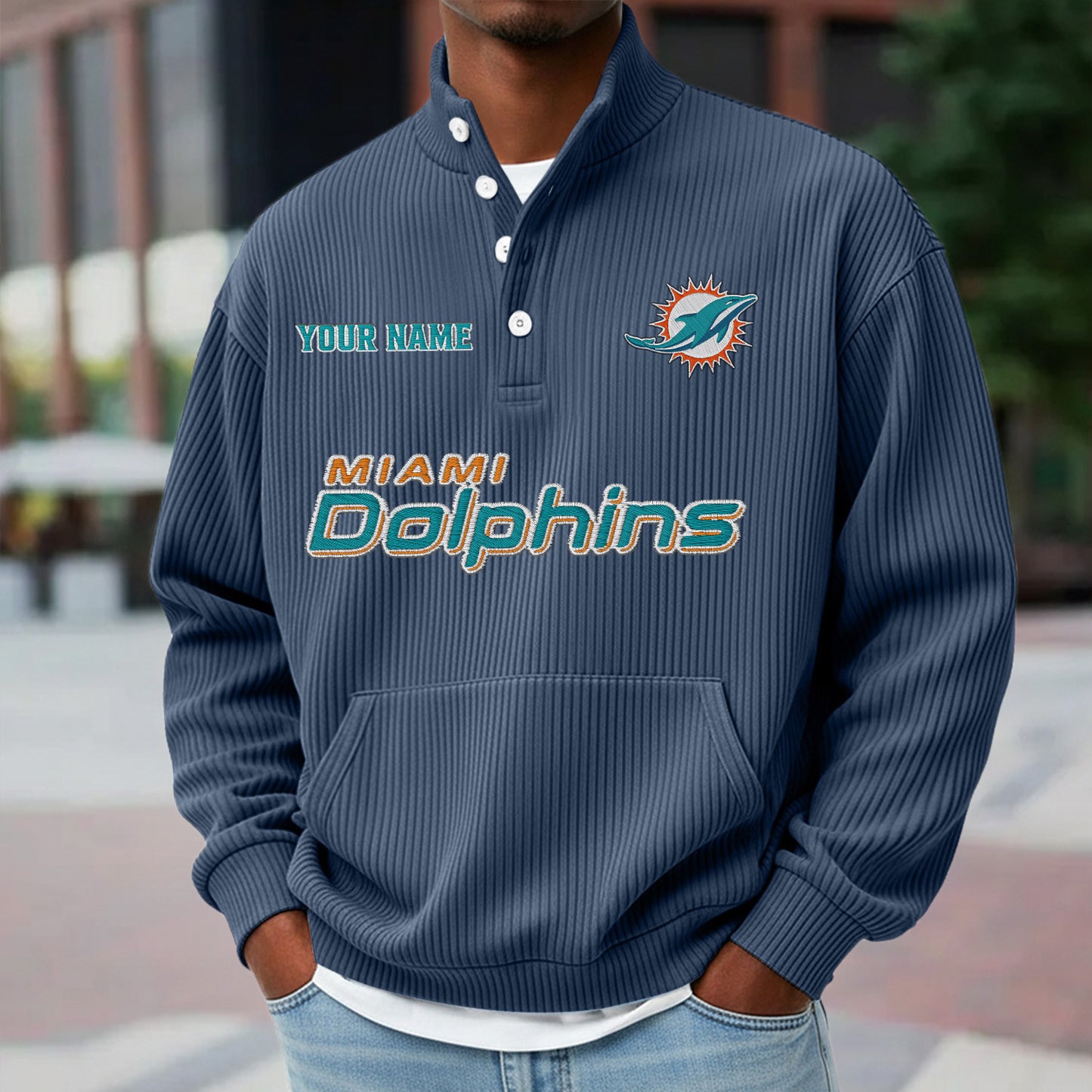 MIA x NFL Waffle High Neck Long Sleeved Sweatshirt DATND TANTD 221125