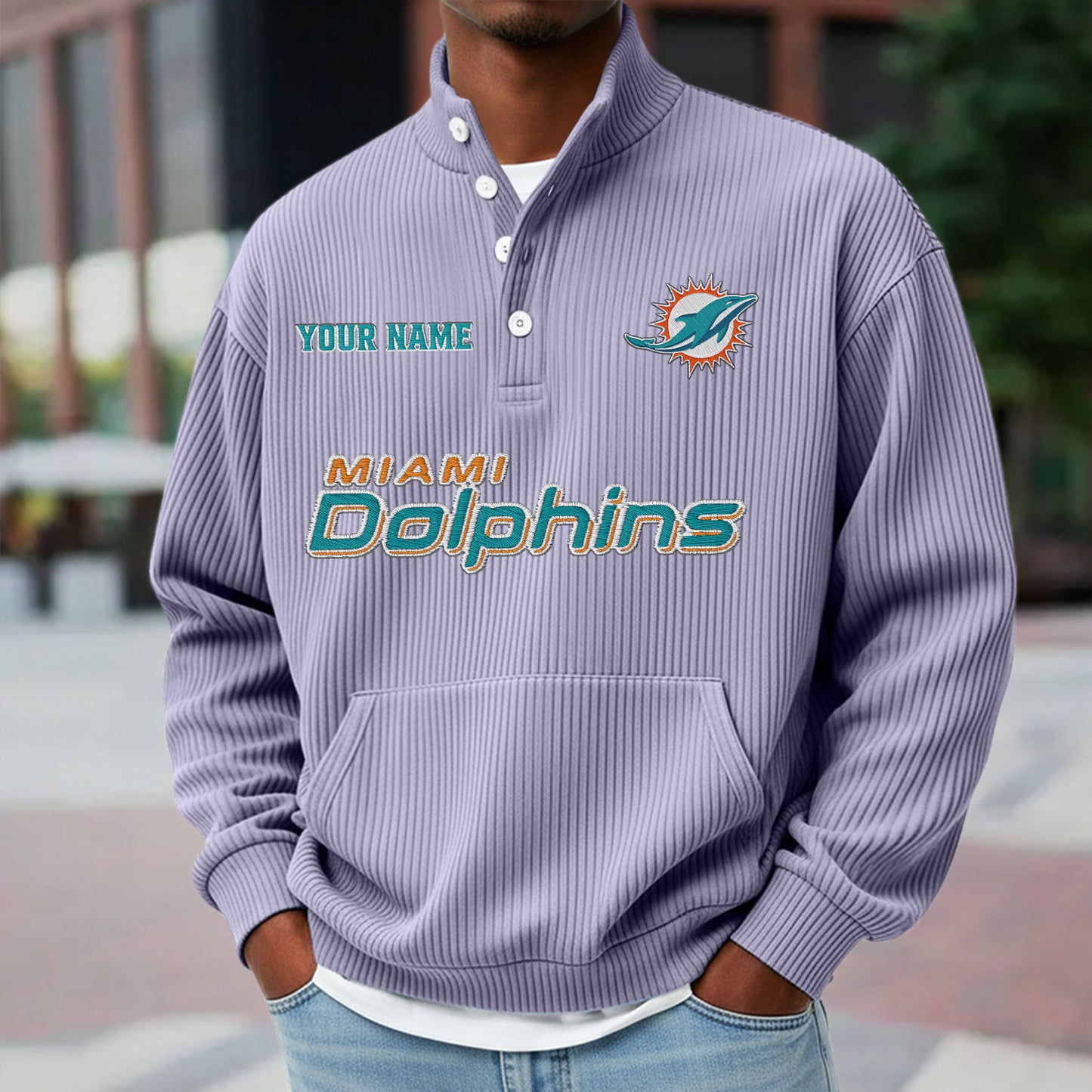 MIA x NFL Waffle High Neck Long Sleeved Sweatshirt DATND TANTD 221125