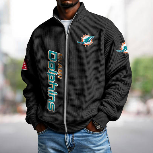 MIA x NFL Waffle Zip-Up Sweatshirt DATND TANTD