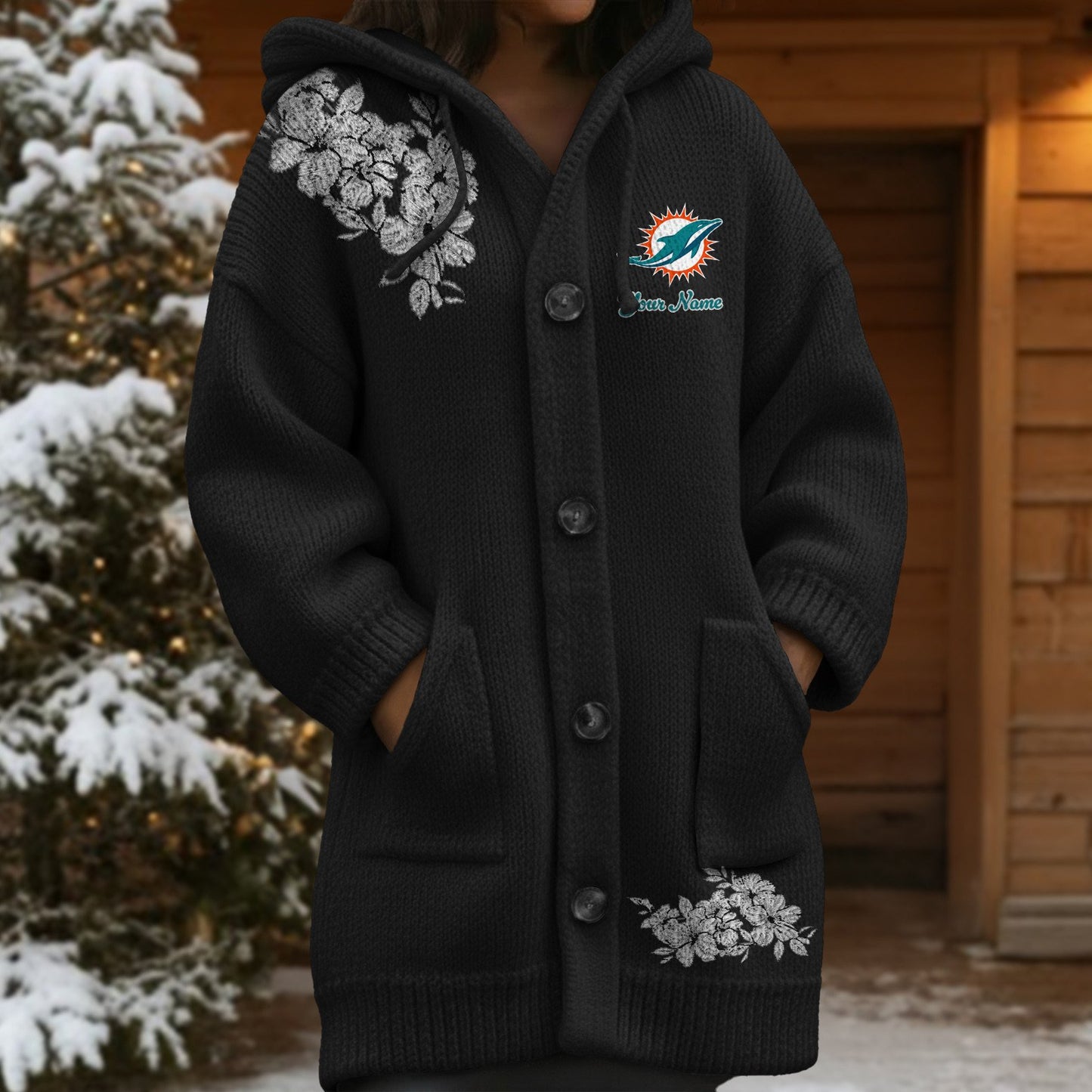 MIA x NFL Women's Casual Knitted Hooded Cardigan DATND TANTD 211125