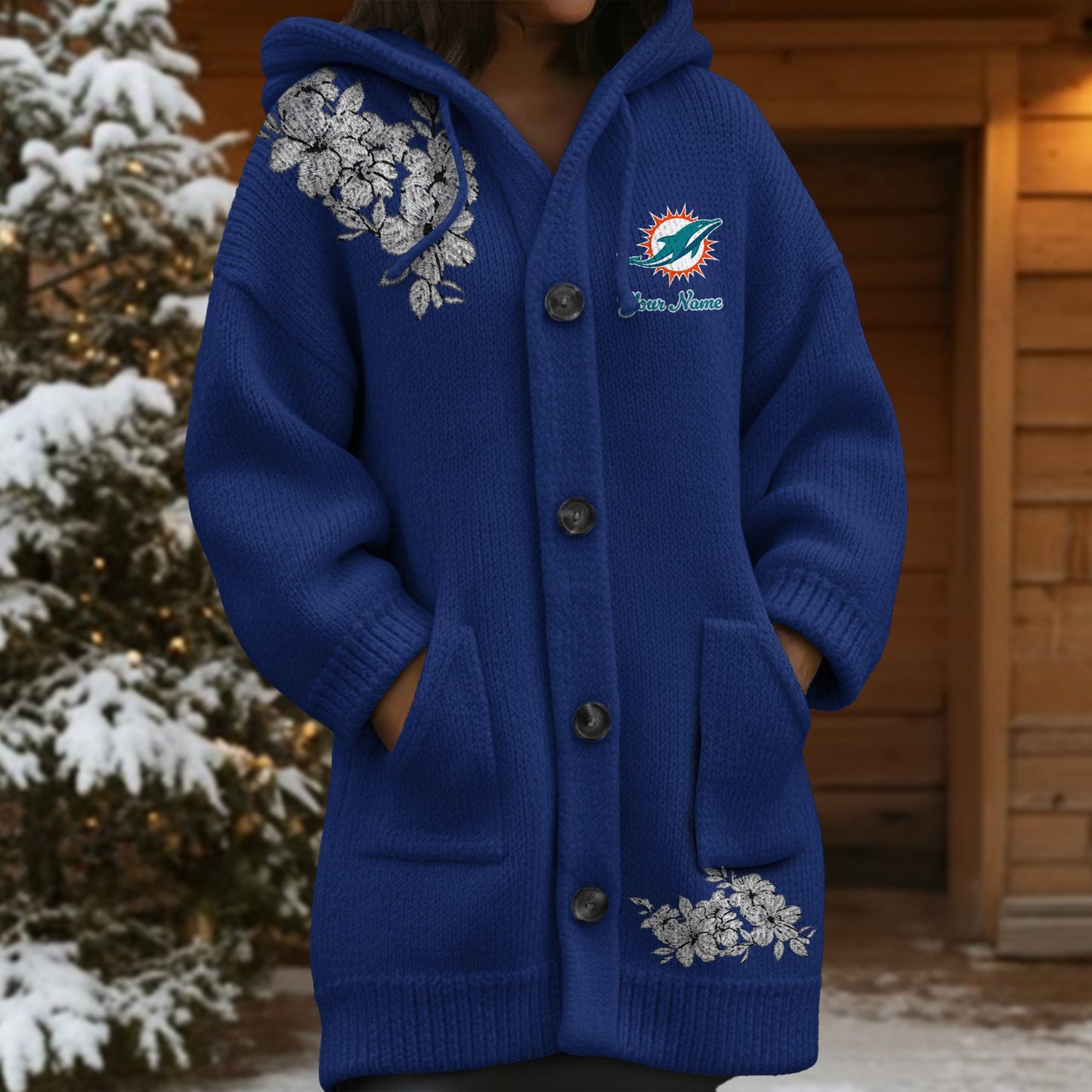 MIA x NFL Women's Casual Knitted Hooded Cardigan DATND TANTD 211125