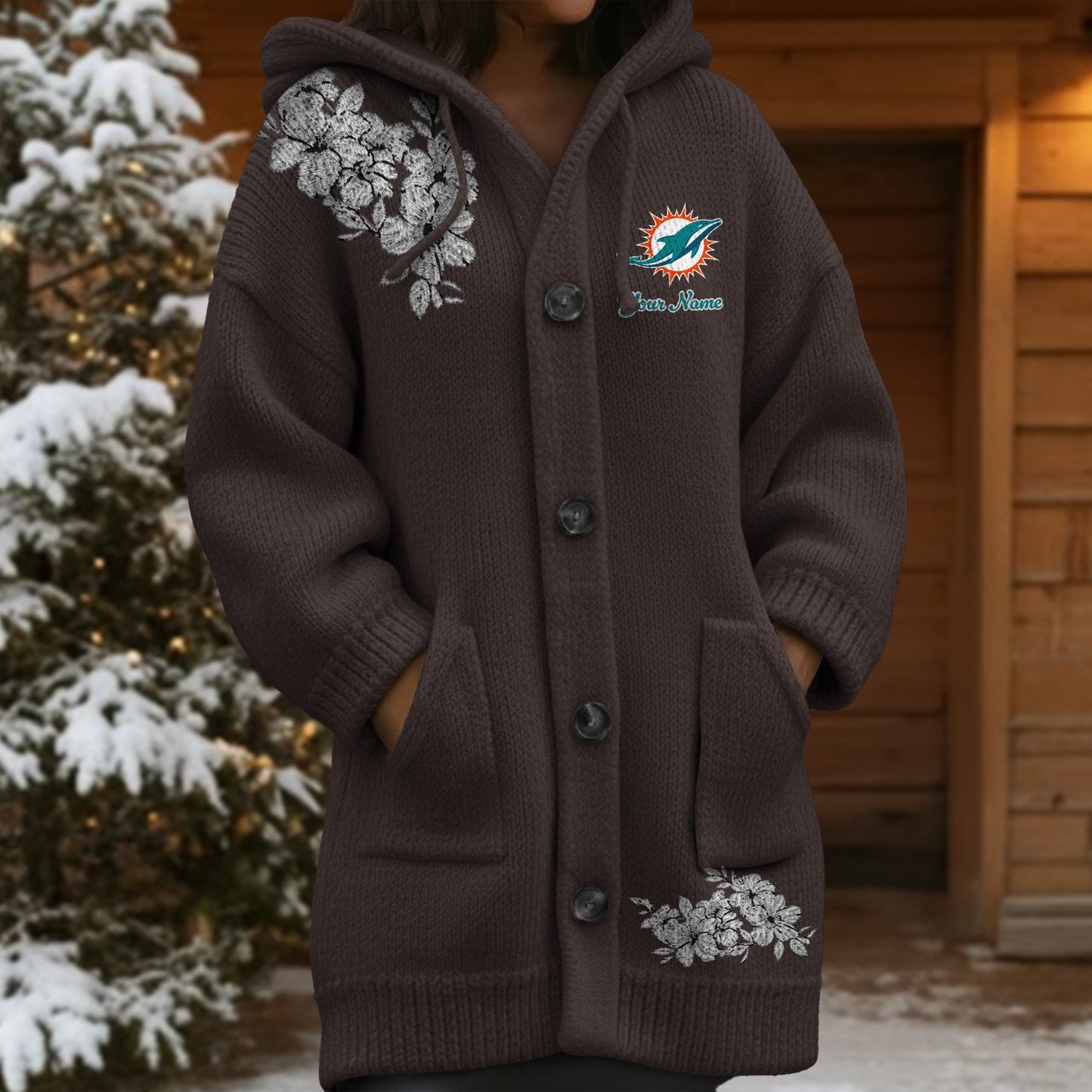 MIA x NFL Women's Casual Knitted Hooded Cardigan DATND TANTD 211125