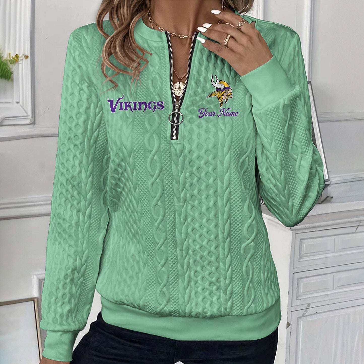 MIN x NFL Women's Quilted Zip-UP Sweatshirt DatND DVT