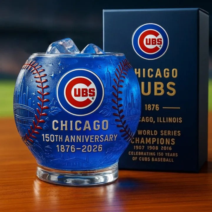 MLB Team Chicago Cubs 150th Anniversary Whiskey Glass2 V1 NAK