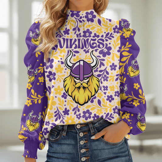 MV NFL Women Puff Sleeve Blouse DDT NTL