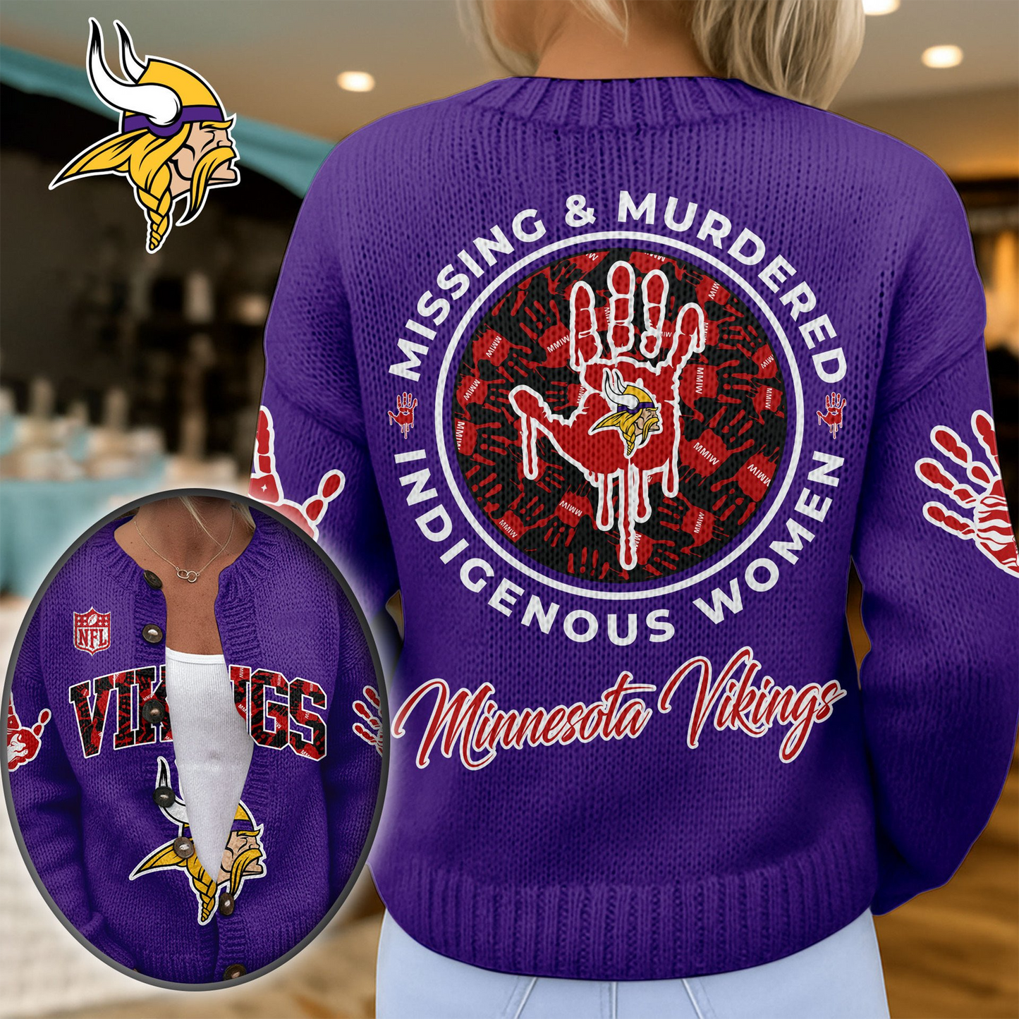 MV Premium NFL Cozy Knit Cardigan DDT NTL