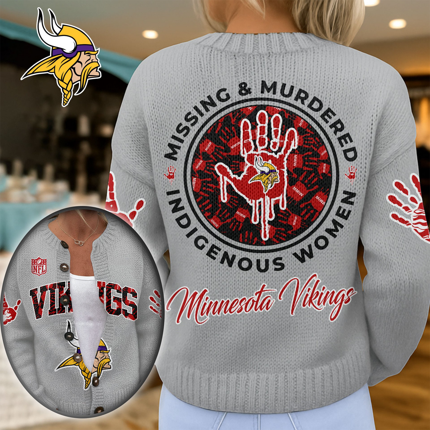 MV Premium NFL Cozy Knit Cardigan DDT NTL