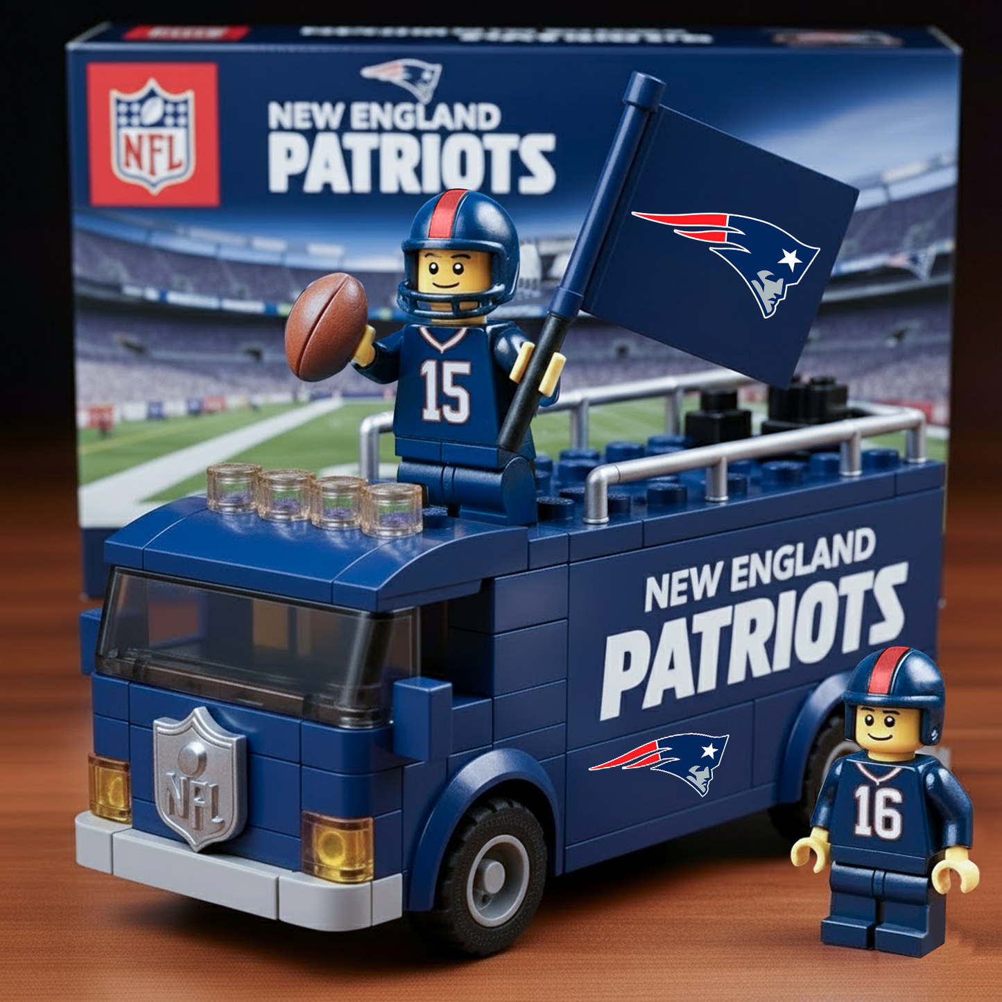 NE x NFL Building Blocks Bus Toy Set DatND DVT