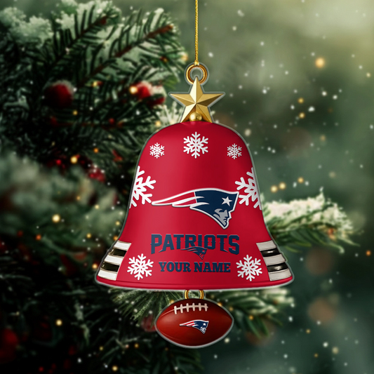 NE x NFL Christmas Bell Ornament Custom Any Name DatND DVT