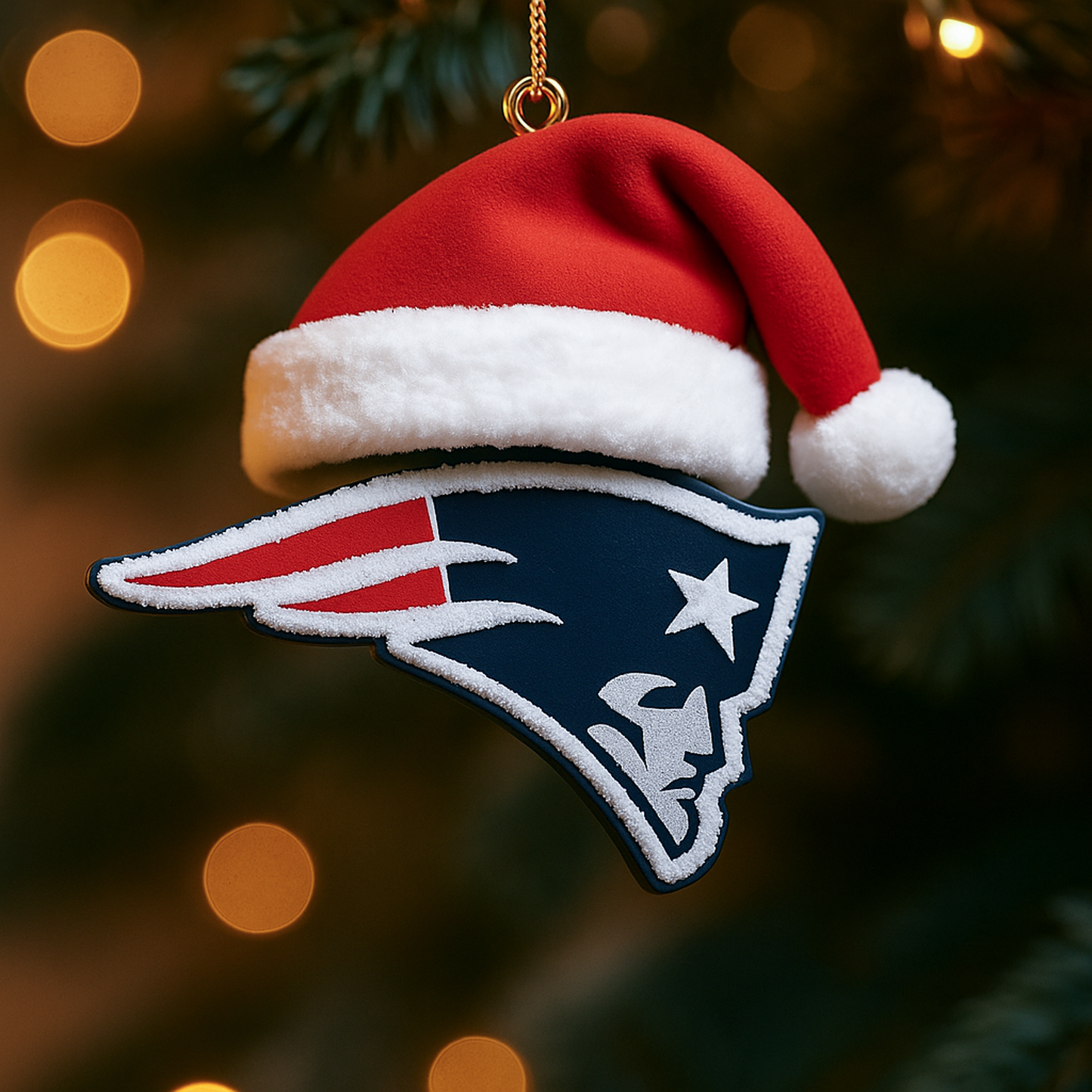 NE x NFL Santa Hat Christmas Ornament 0811 DatND DVT