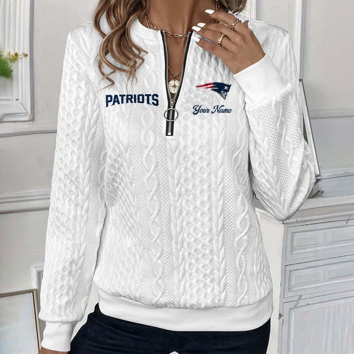 NE x NFL Women's Quilted Zip-UP Sweatshirt DatND DVT