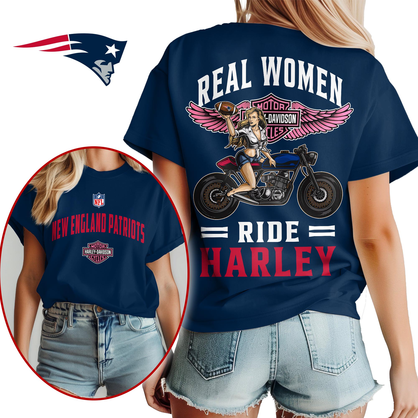 NEP Premium NFL Real Women Ride Harley 3D Shirt DDT CTND