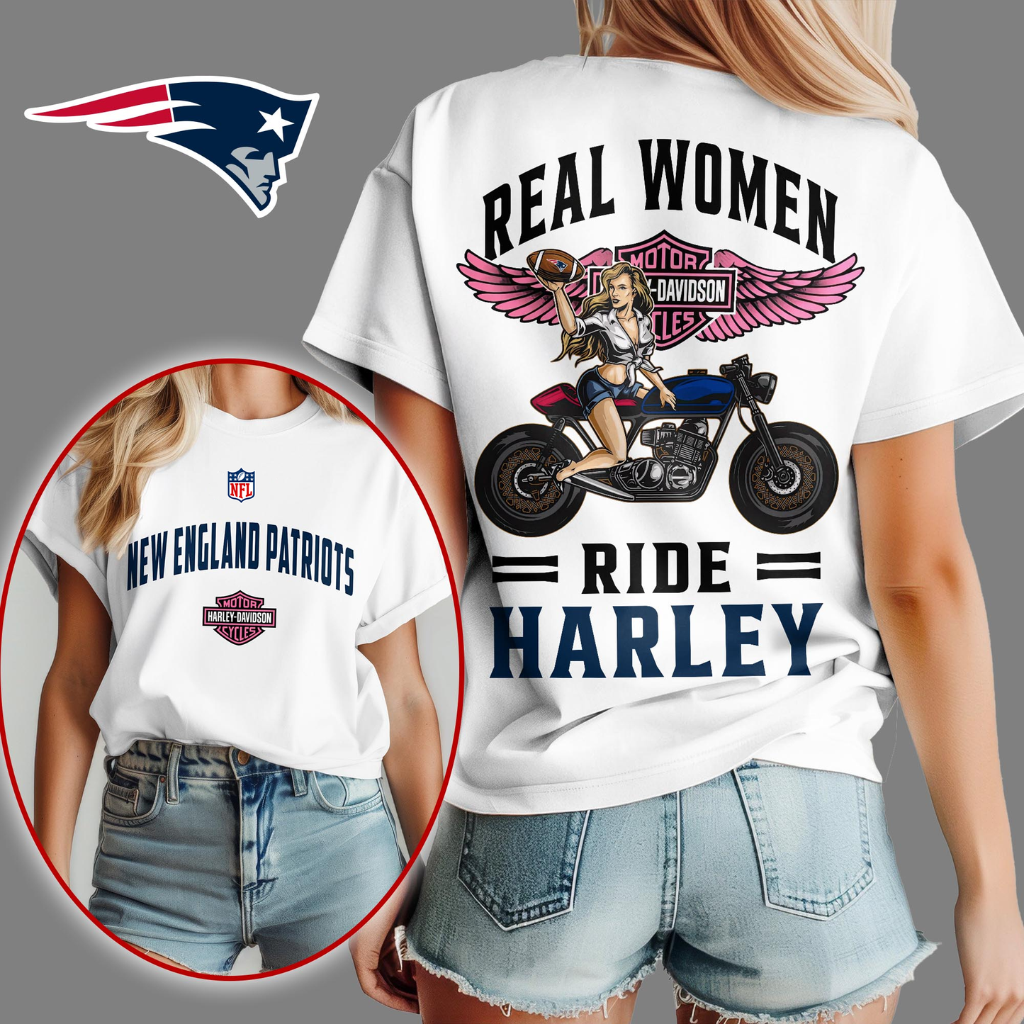 NEP Premium NFL Real Women Ride Harley 3D Shirt DDT CTND