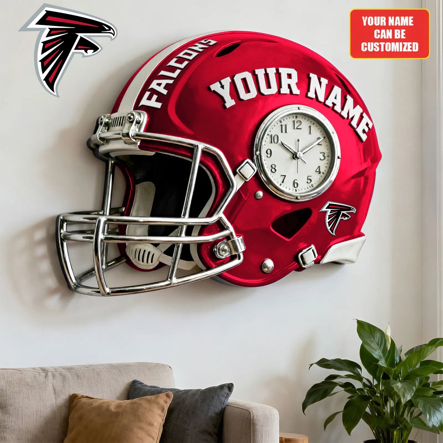 NFL AF Personalized American football helmet sculpture clock 08112025 V1 NAK NHM