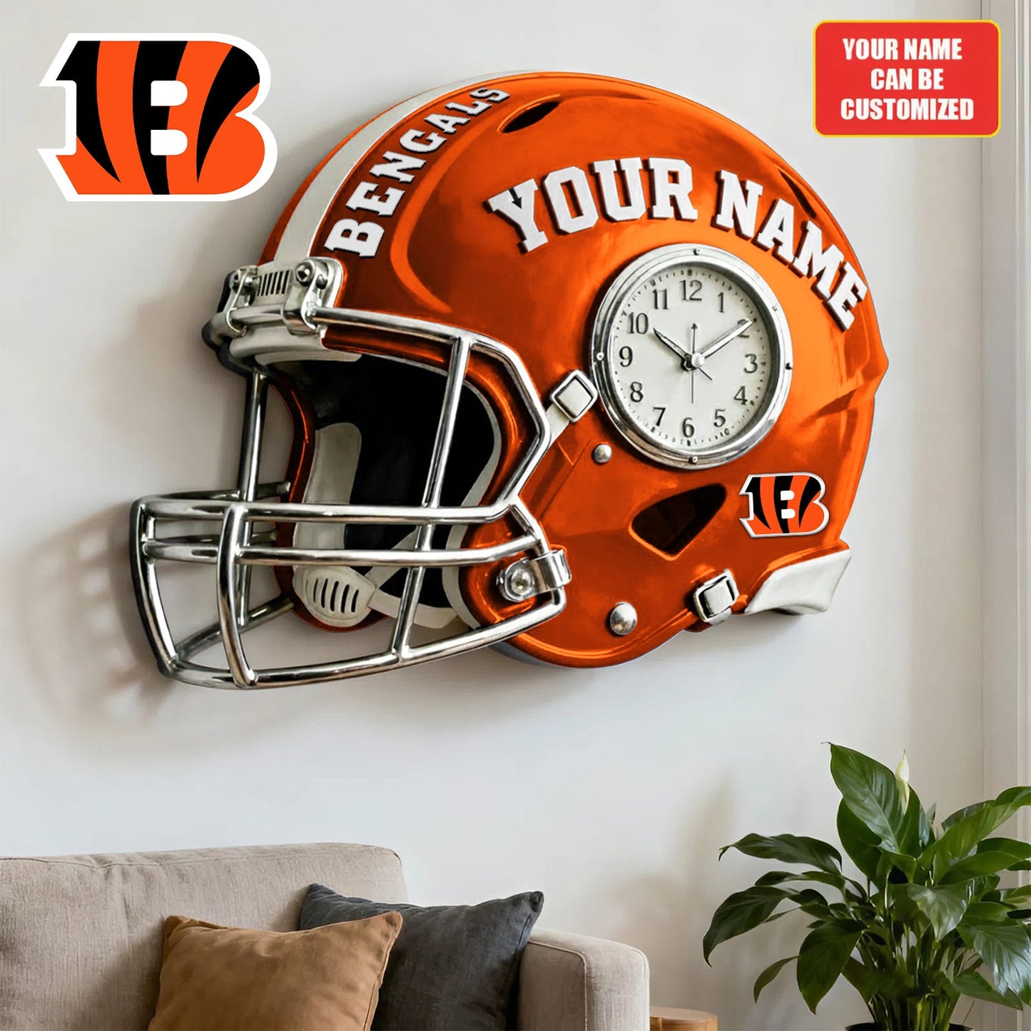 NFL CB Personalized American football helmet sculpture clock 08112025 V1 NAK NHM