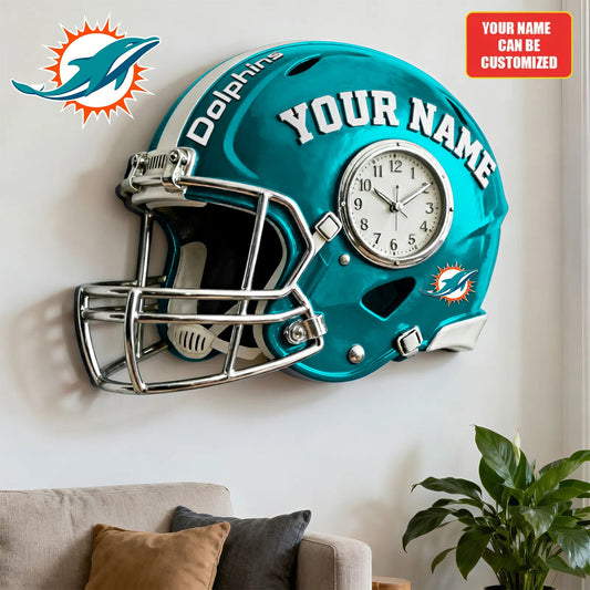 NFL MD Personalized American football helmet sculpture clock 08112025 V1 NAK NHM