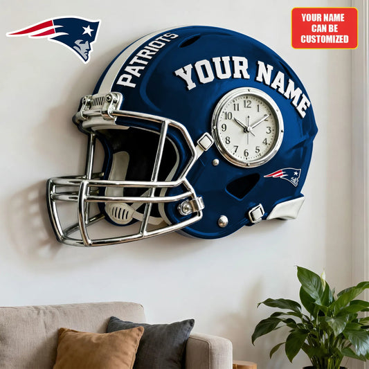 NFL NP Personalized American football helmet sculpture clock 08112025 V1 NAK NHM