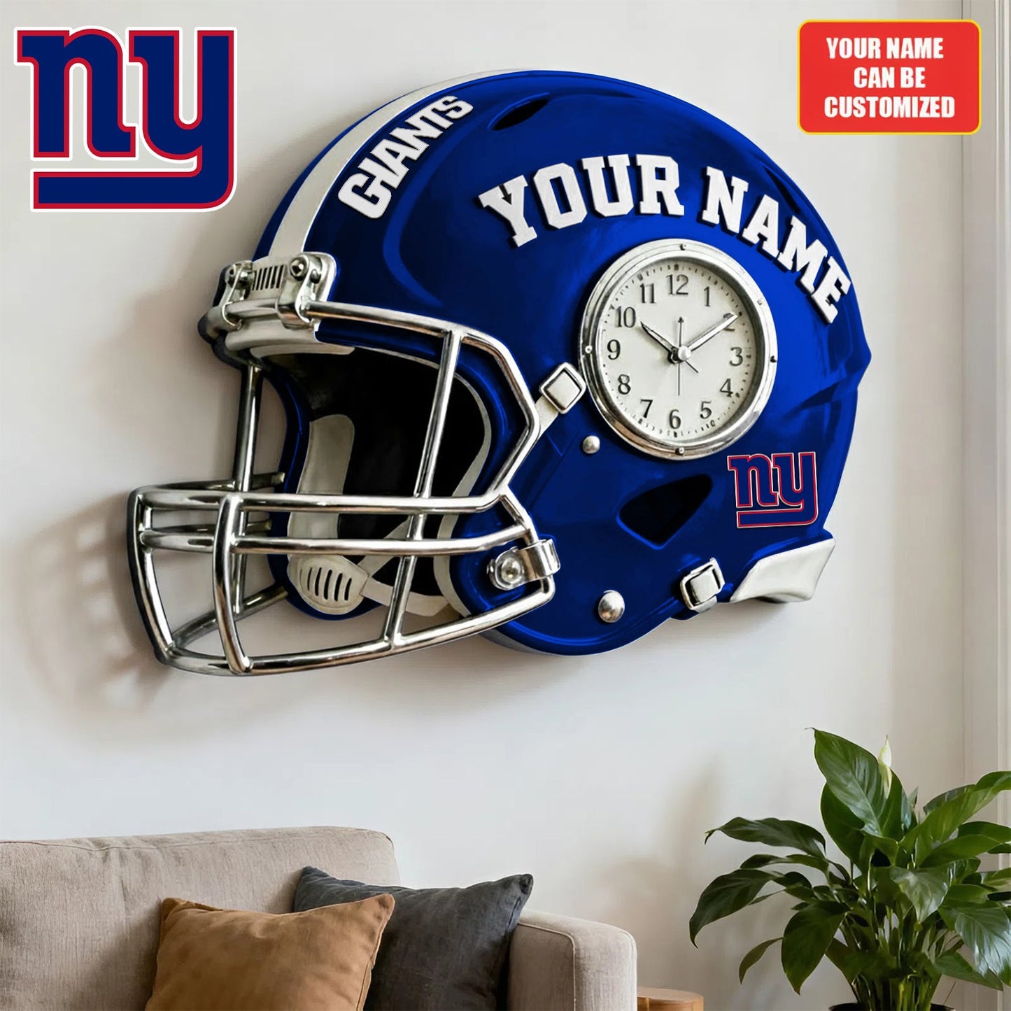 NFL NYG Personalized American football helmet sculpture clock 08112025 V1 NAK NHM