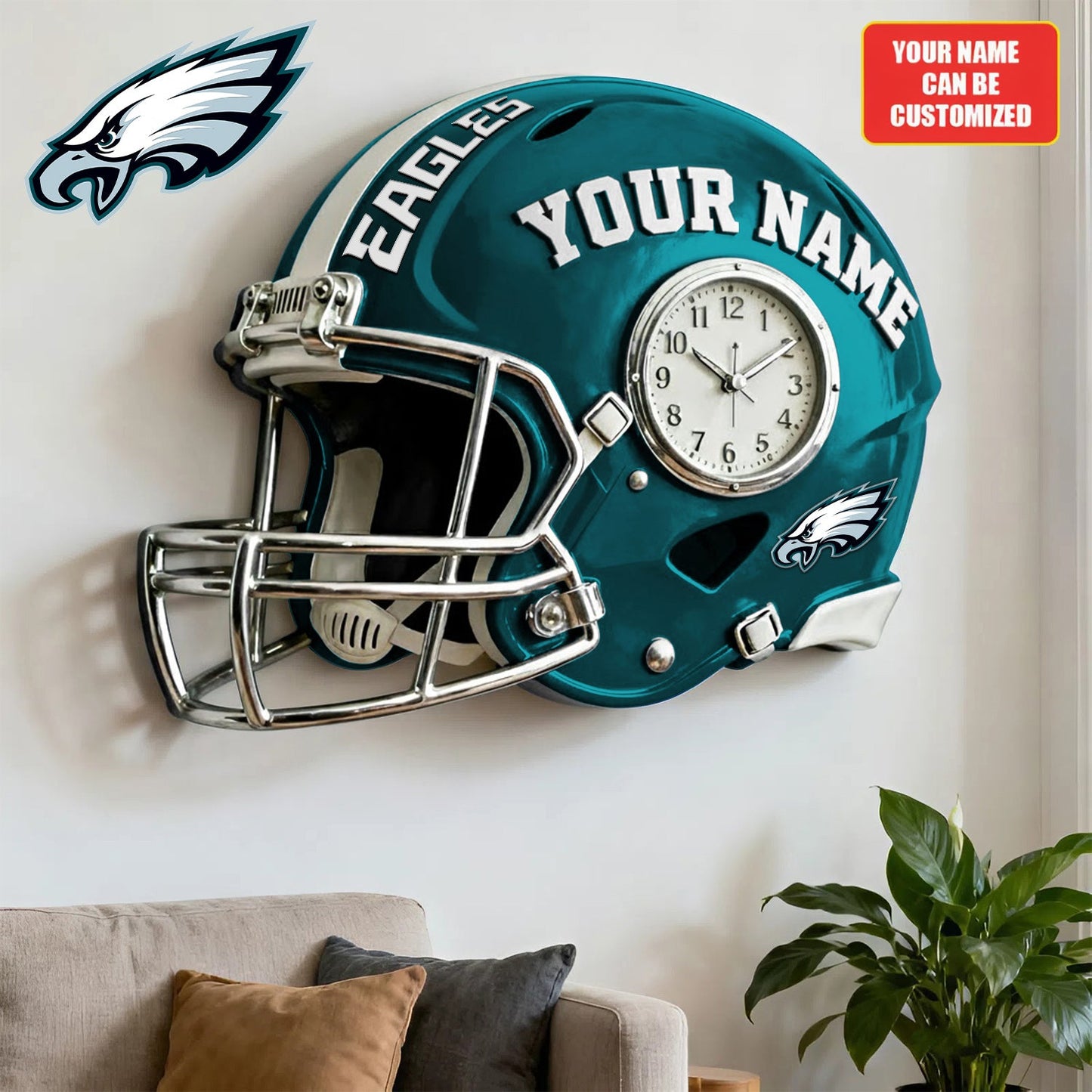 NFL PE Personalized American football helmet sculpture clock 08112025 V1 NAK NHM