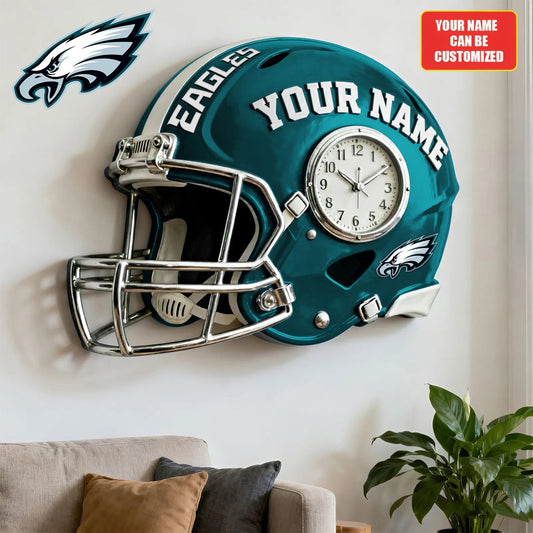 NFL PE Personalized American football helmet sculpture clock 08112025 V1 NAK NHM