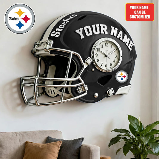 NFL PS Personalized American football helmet sculpture clock 08112025 V1 NAK NHM