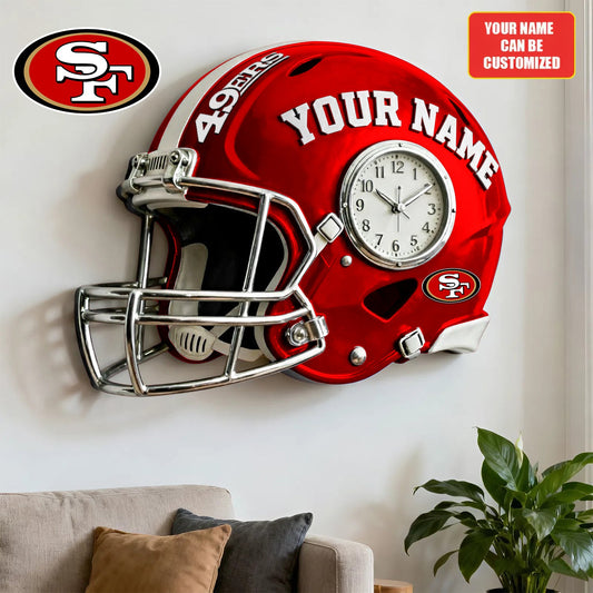 NFL SF49 Personalized American football helmet sculpture clock 08112025 V1 NAK NHM