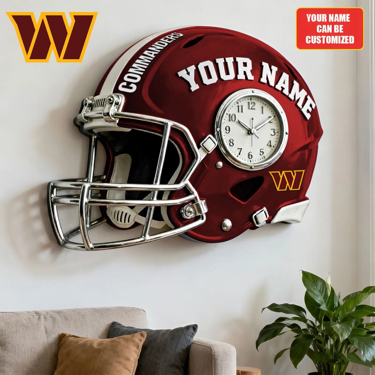 NFL WC Personalized American football helmet sculpture clock 08112025 V1 NAK NHM