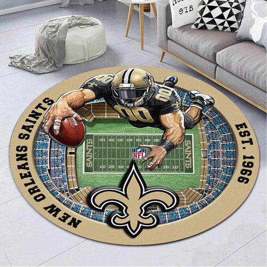NO x NFL Luxury 3D Round Rug DatND DVT