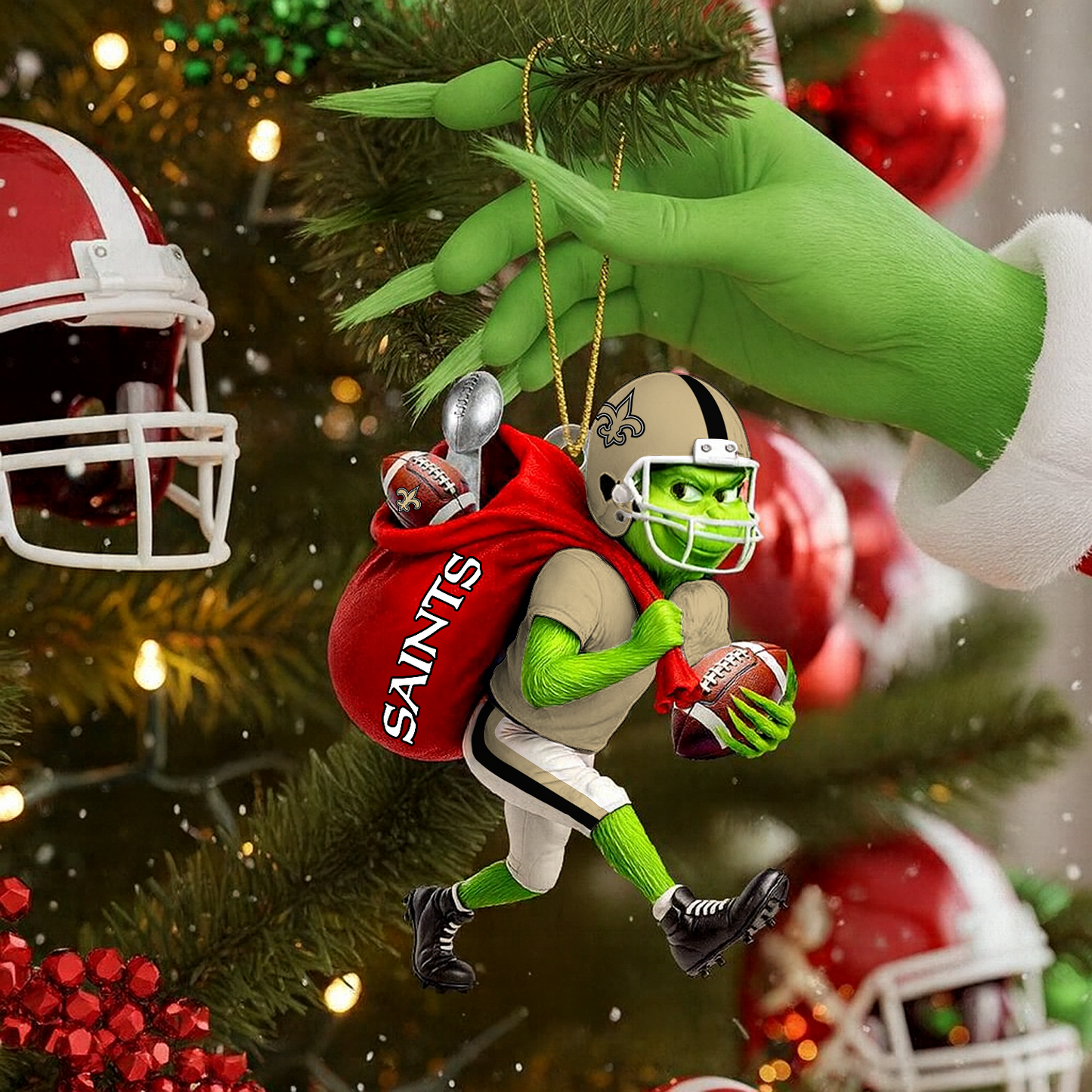 NO x NFL Personalized Grinch Football Christmas DATND TANTD