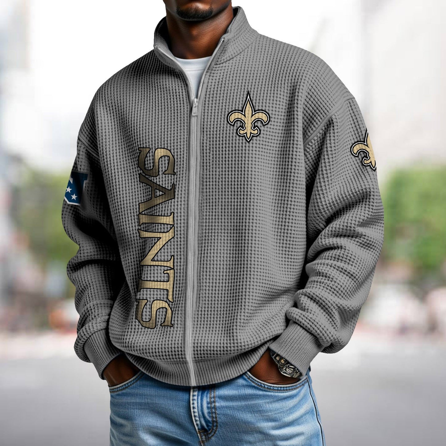 NO x NFL Waffle Zip-Up Sweatshirt DATND TANTD