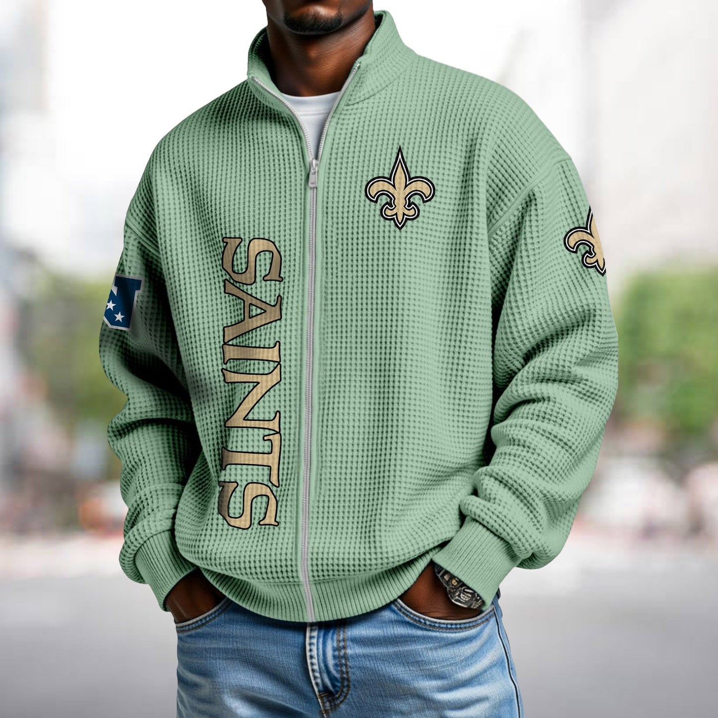 NO x NFL Waffle Zip-Up Sweatshirt DATND TANTD