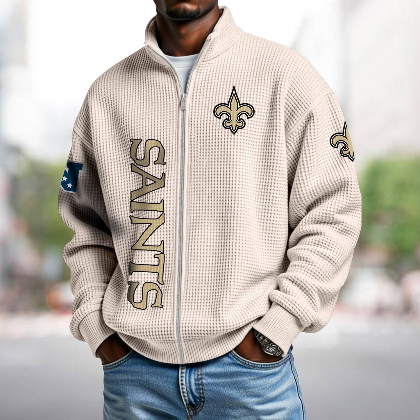 NO x NFL Waffle Zip-Up Sweatshirt DATND TANTD