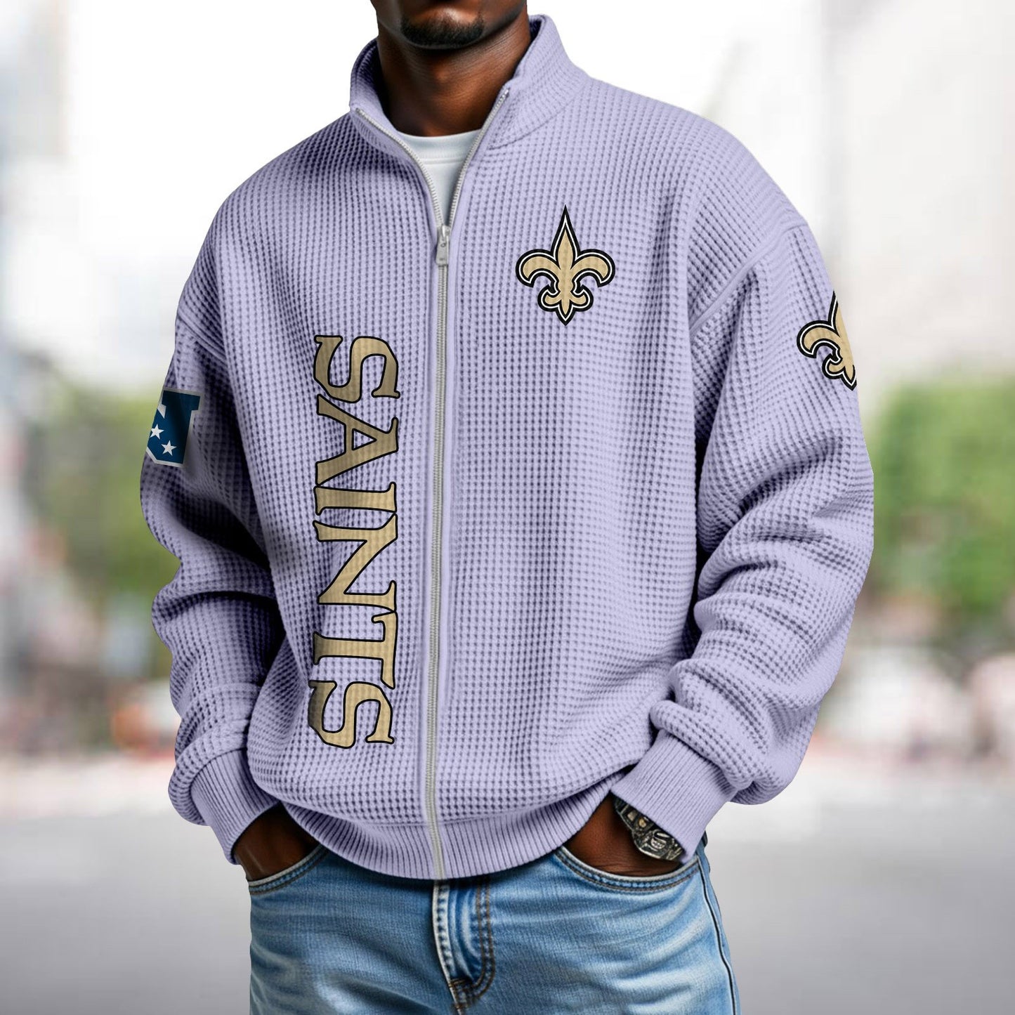 NO x NFL Waffle Zip-Up Sweatshirt DATND TANTD