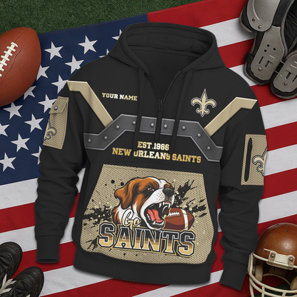 NOS Premium NFL 3D Half Zip Hoodie DDT NTL