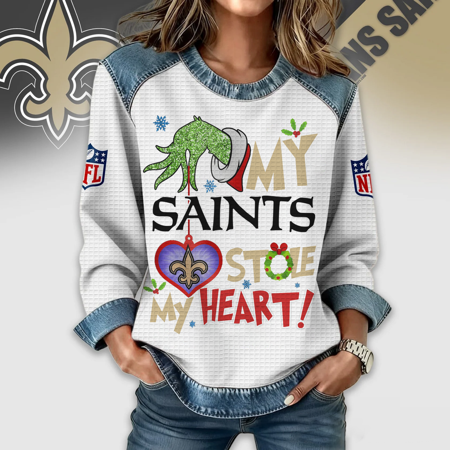 NOS Premium NFL Grinch Womenƒ??s Casual Sweatshirt DDT 081125 NTL