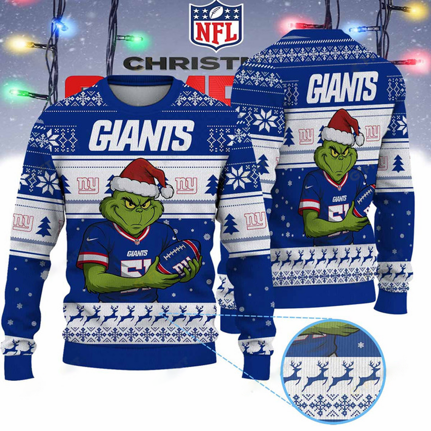 NYG X NFL Grinch Jersey Premium Ugly Sweater Xmas DATND THUONGNH