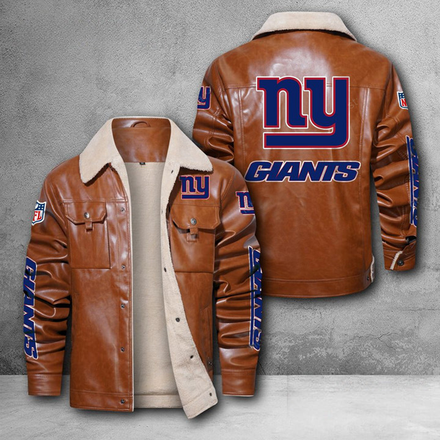 NYG X NFL LEATHER JACKET DATND THUONGNH