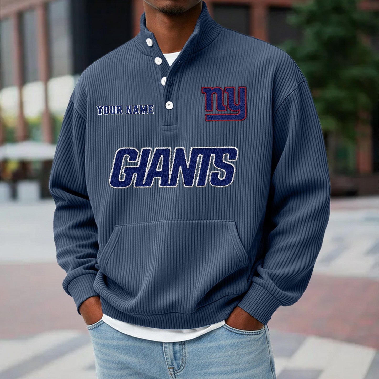 NYG x NFL Waffle High Neck Long Sleeved Sweatshirt DATND TANTD 221125