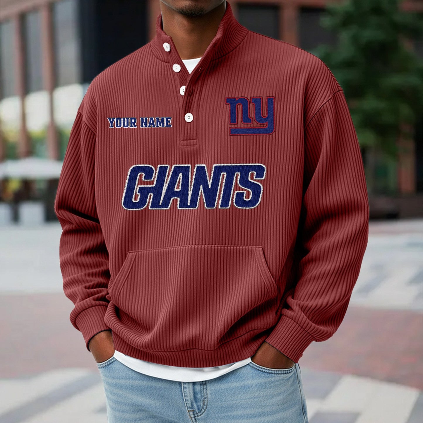 NYG x NFL Waffle High Neck Long Sleeved Sweatshirt DATND TANTD 221125