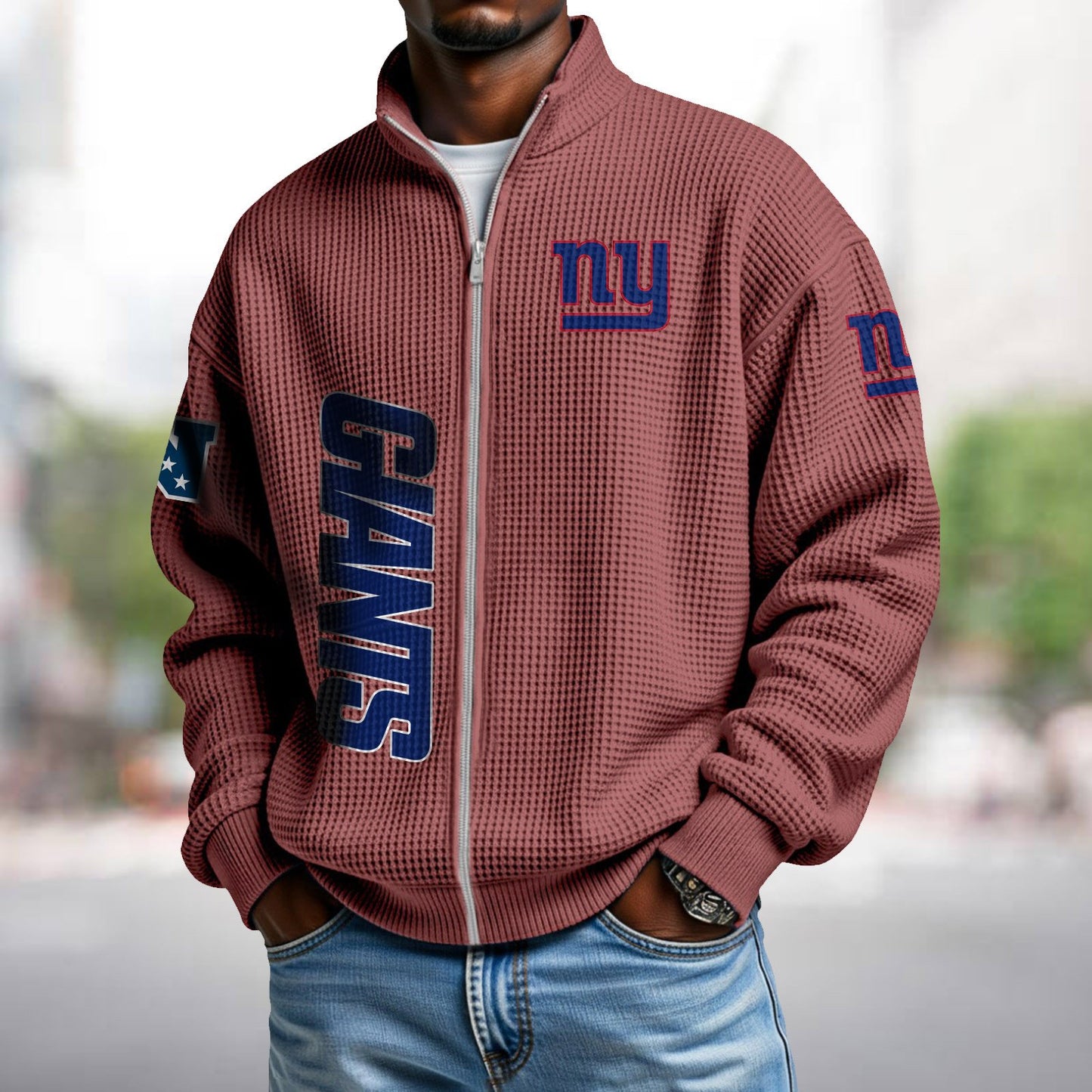 NYG x NFL Waffle Zip-Up Sweatshirt DATND TANTD