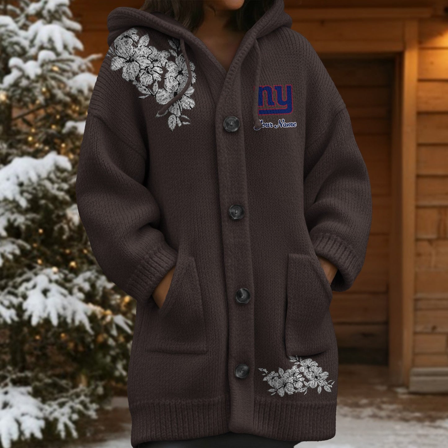 NYG x NFL Women's Casual Knitted Hooded Cardigan DATND TANTD 211125